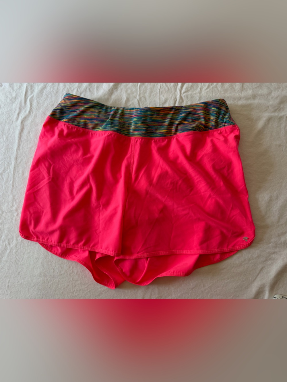Ideology Hot Pink Athletic Shorts with Multicolor Waistband